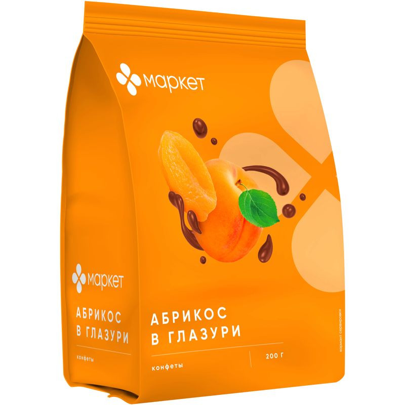 Изображение товара Конфеты Абрикос в глазури Маркет, фруктовые, 200 г