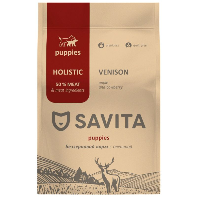 Изображение товара Savita с олениной беззерновой корм для щенков 1кг