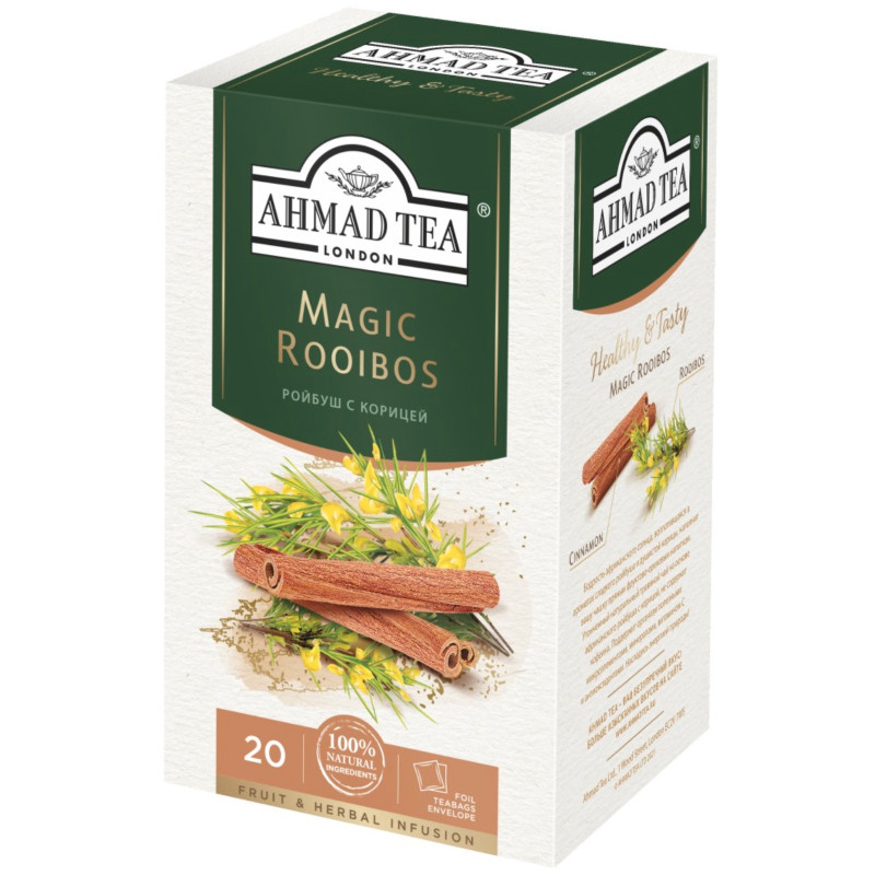 Изображение товара Чай Ahmad Tea Ройбуш травяной с корицей в пакетиках, 20х1.5г