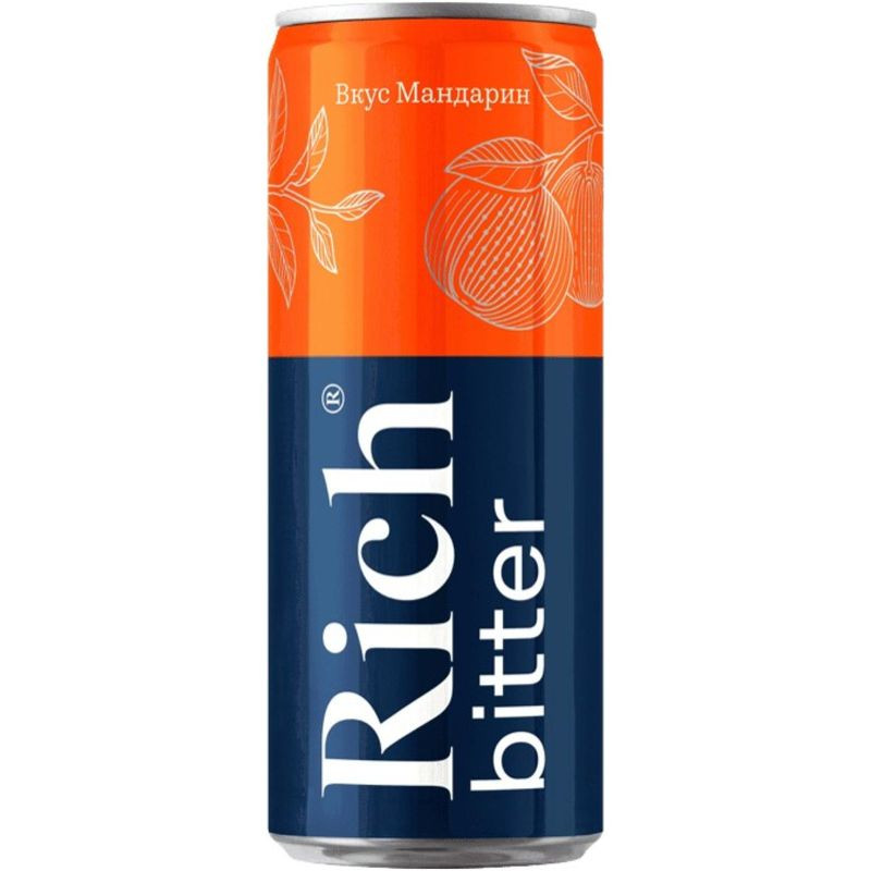 Изображение товара Газированный напиток Rich Bitter Мандарин 330 мл с натуральным цитрусовым вкусом