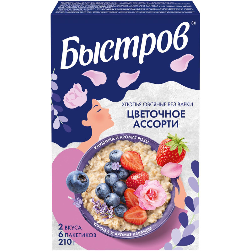 Изображение товара Каша овсяная Быстров Цветочное ассорти без варки, 210г