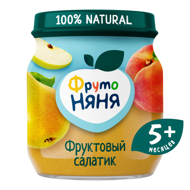 Изображение товара Пюре ФрутоНяня Фруктовый салатик яблоко-груша-персик с 5 месяцев, 100г