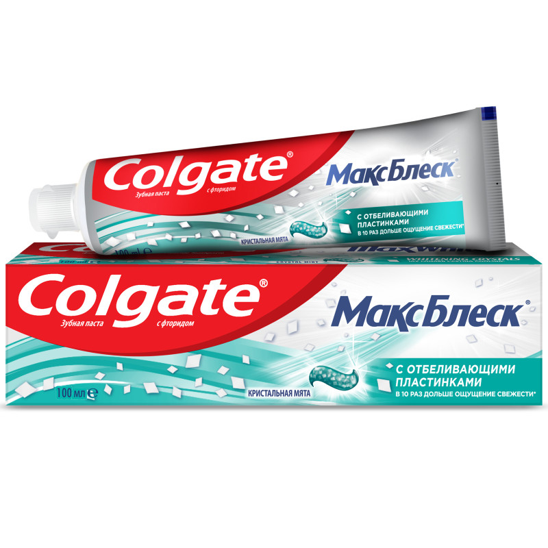 Изображение товара Зубная паста Colgate Макс Блеск Кристальная мята с отбеливающими пластинками, 100мл
