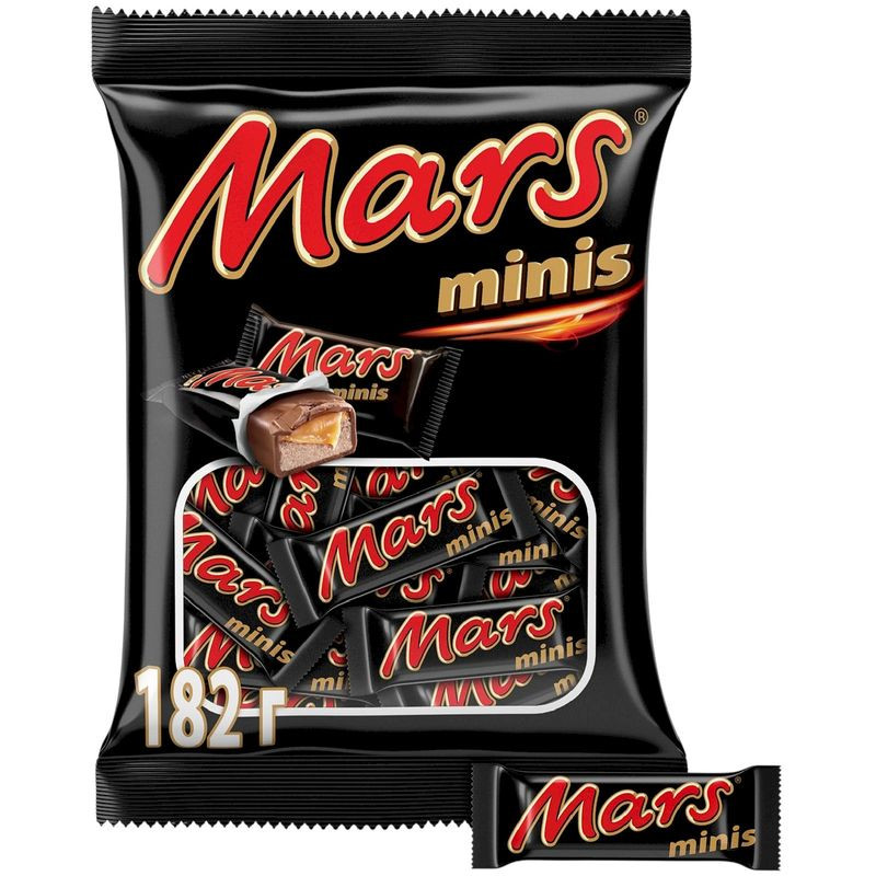 Изображение товара Батончики Mars Minis шоколадные с нугой-карамелью 182г Россия