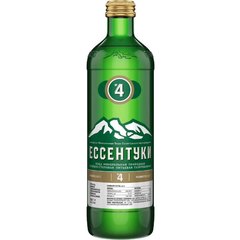 Изображение товара Вода Ессентуки №4 минеральная природная питьевая лечебно-столовая газированная, 450мл