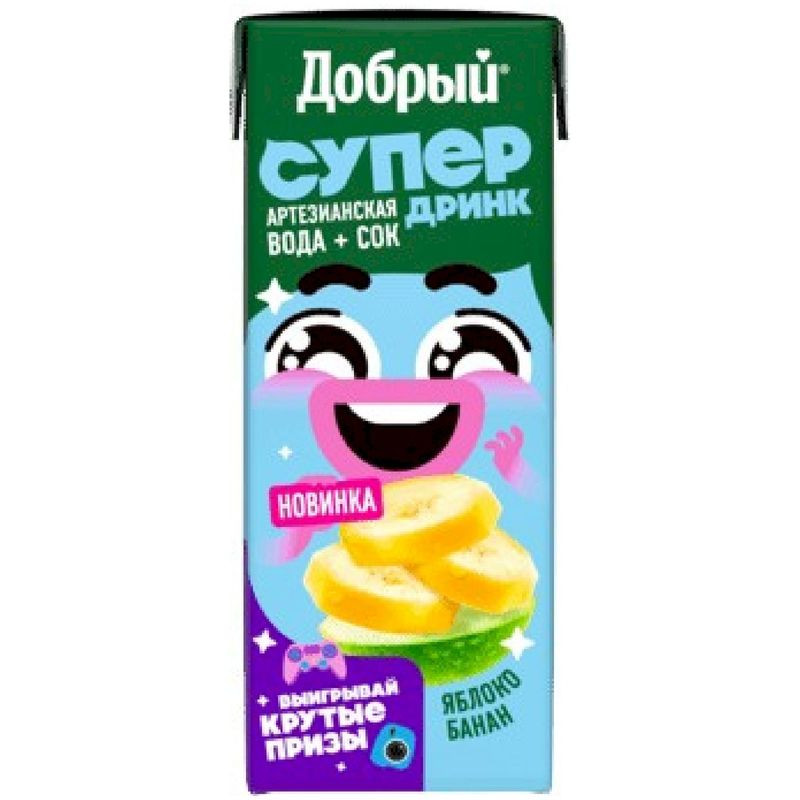 Изображение товара Напиток сокосодержащий Добрый Active Kid из яблок и бананов, 200мл