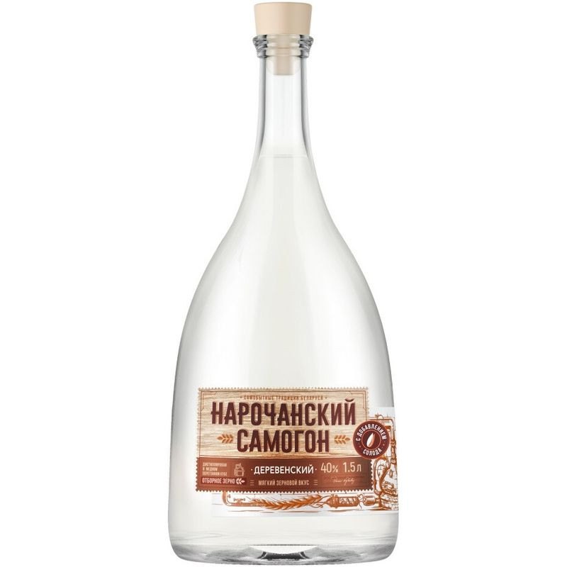 Изображение товара Самогон Нарочанский Деревенский из зернового сырья 40%, 500мл