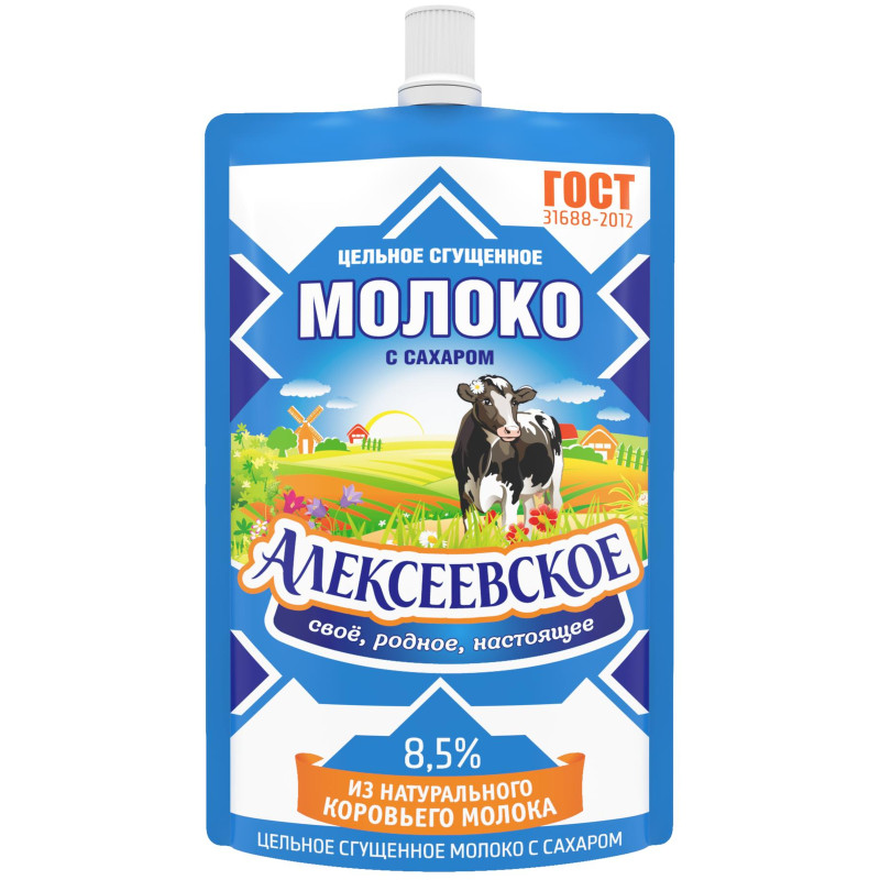 Изображение товара Молоко сгущённое Алексеевское цельное с сахаром ГОСТ 8.5%, 100г
