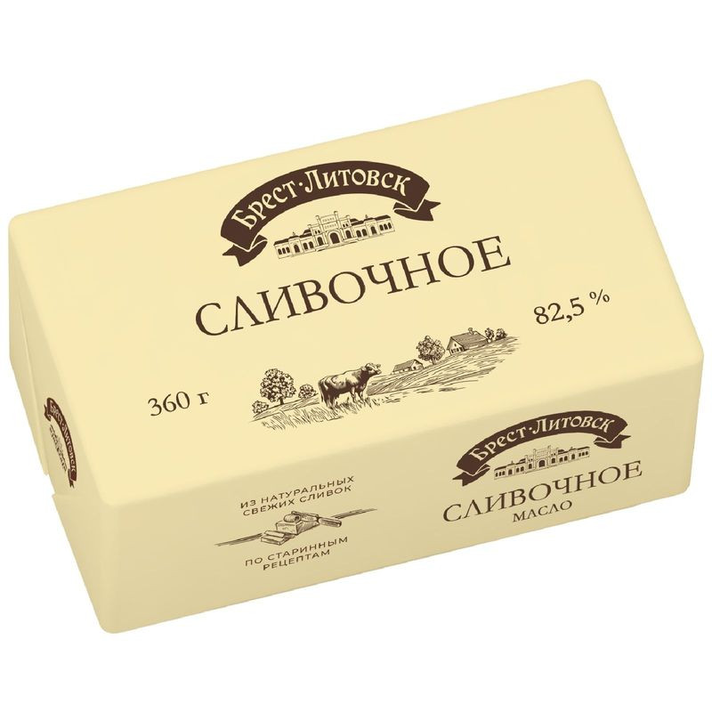 Изображение товара Масло Брест-Литовск сладкосливочное несоленое 82.5% 360г