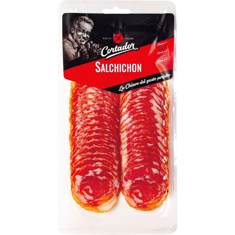 Изображение товара Колбаса Cortador сальчичон сырокопчёная полусухая 80г качественный продукт