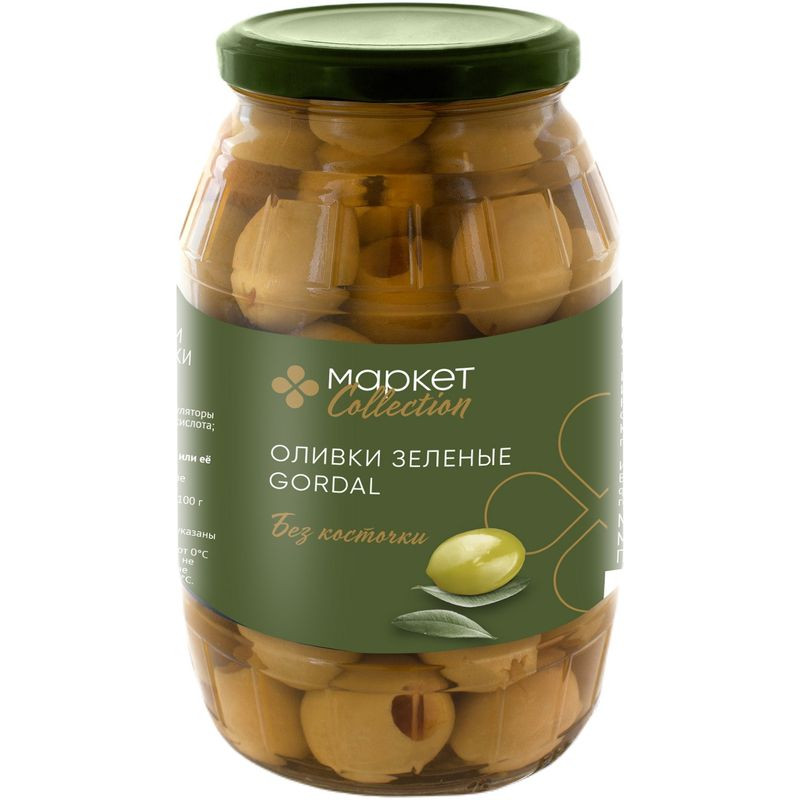 Изображение товара Оливки Gordal зелёные без косточки в маринаде 800 г Market Collection