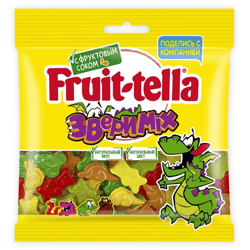 Изображение товара Мармелад Fruittella Звери Mix фруктовый жевательный 150г