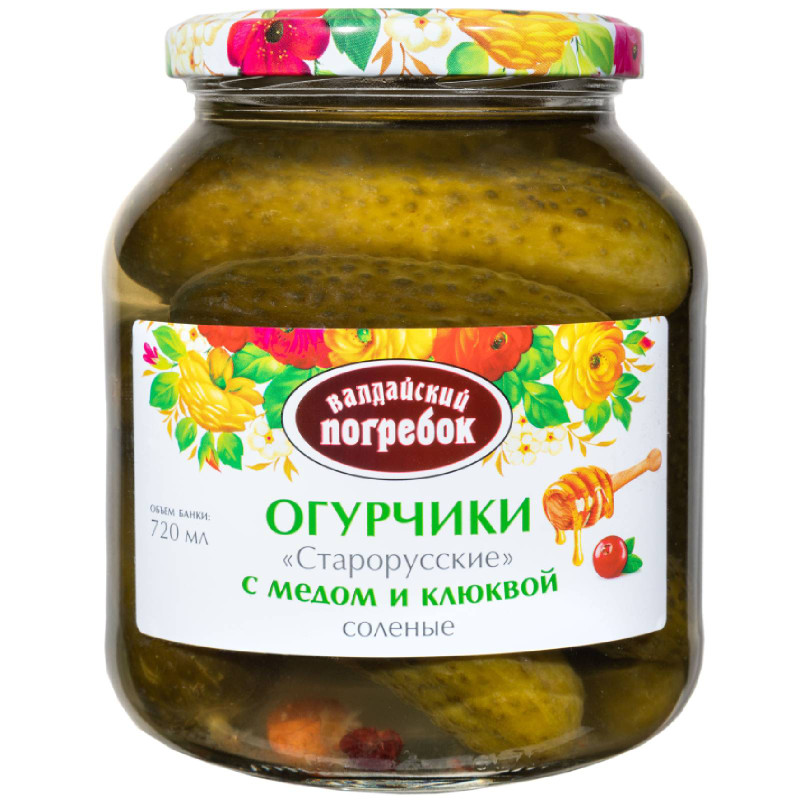 Изображение товара Огурцы Валдайский Погребок старорусские с мёдом и клюквой солёные, 680г