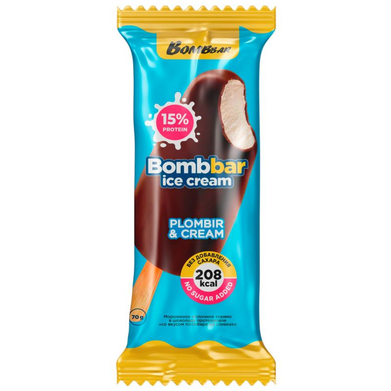 Изображение товара Протеиновое мороженое BombBar со вкусом пломбира 70г в шоколаде