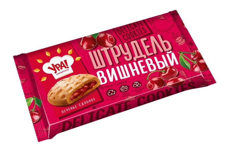 Изображение товара Печенье Ура! Кондитеры Штрудель с вишней 255г