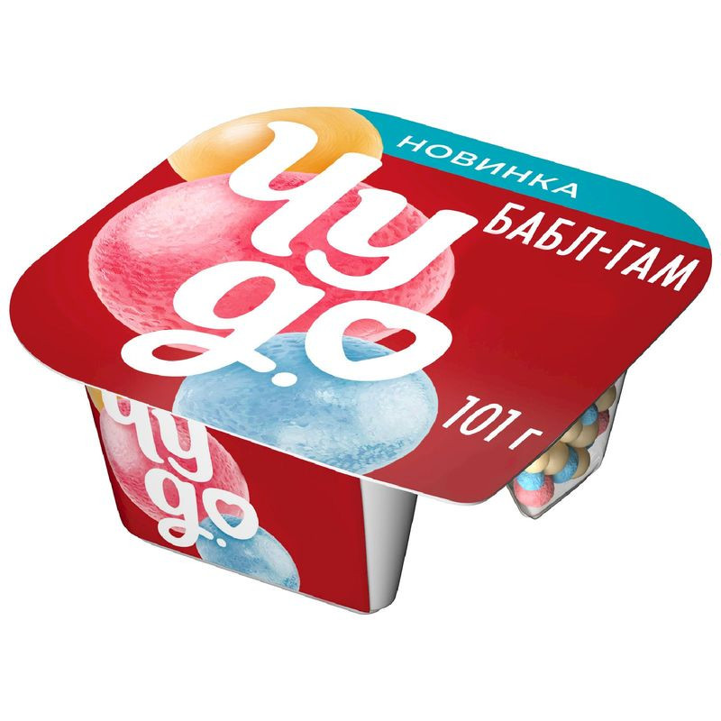 Изображение товара Йогурт со вкусом Бабл-Гам и хрустящими шариками 101г Чудо