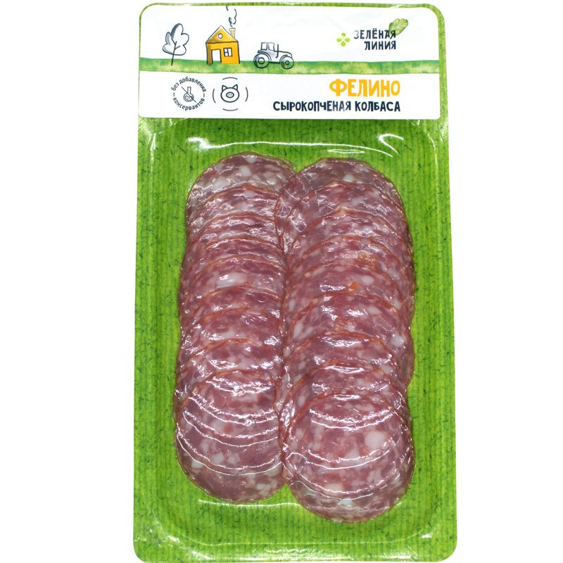 Изображение товара Колбаса сырокопчёная полусухая Зелёная Линия 70г - натуральный деликатес из России