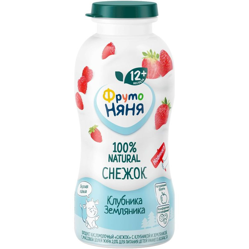 Изображение товара Кисломолочный продукт Фрутоняня Снежок с клубникой и земляникой 2% 200г
