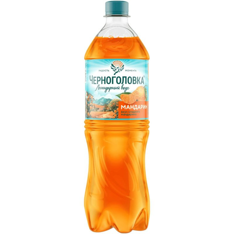 Изображение товара Газированный напиток Черноголовка Мандарин 1л с натуральным цитрусовым вкусом