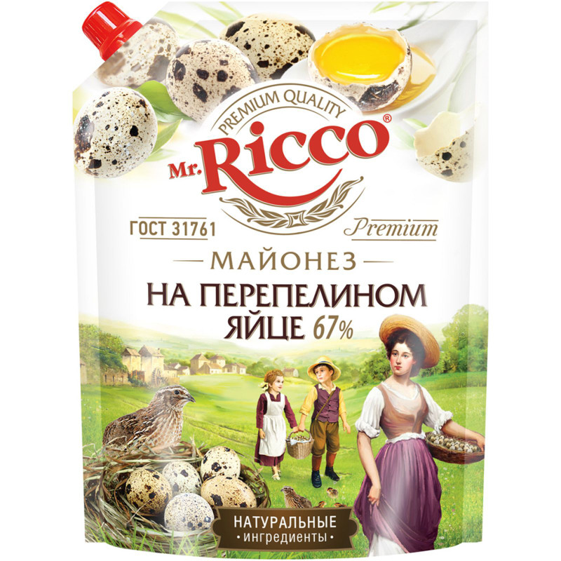 Изображение товара Майонез Mr. Ricco на перепелином яйце 67%, 630мл