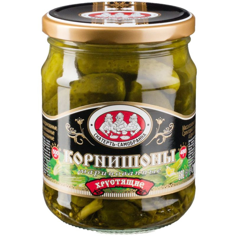 Изображение товара Корнишоны маринованные Скaтерть-Самобранка 480г натуральные овощные консервы
