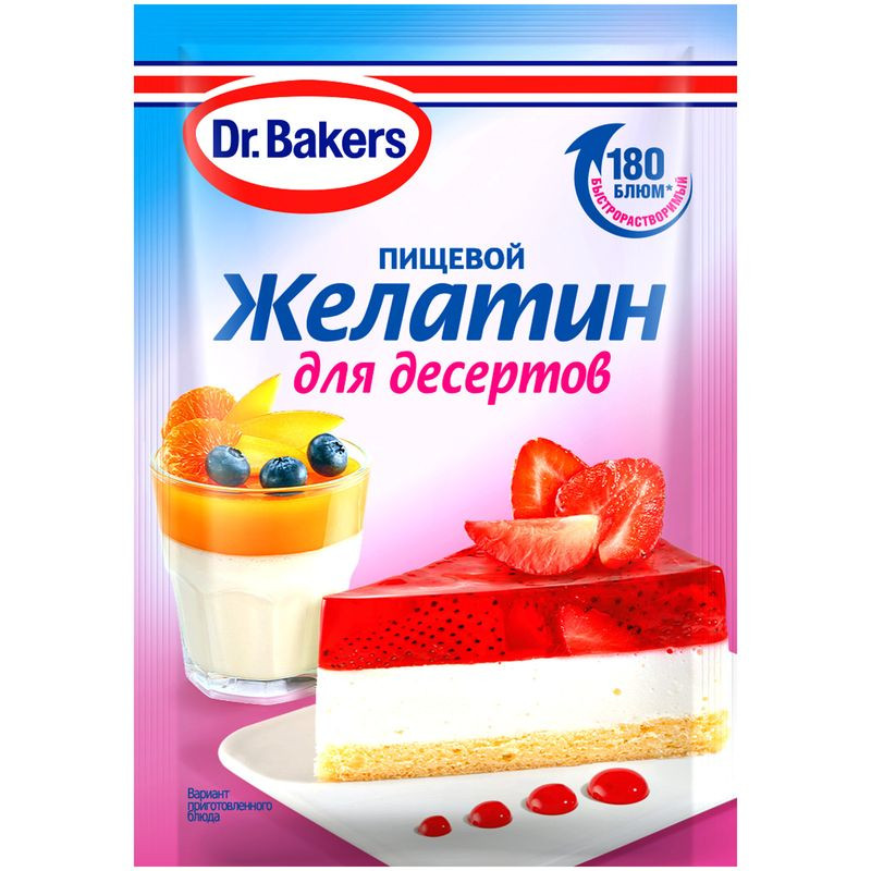 Изображение товара Желатин пищевой Dr. Bakers для десертов 10г - качественный желатиновый добавка