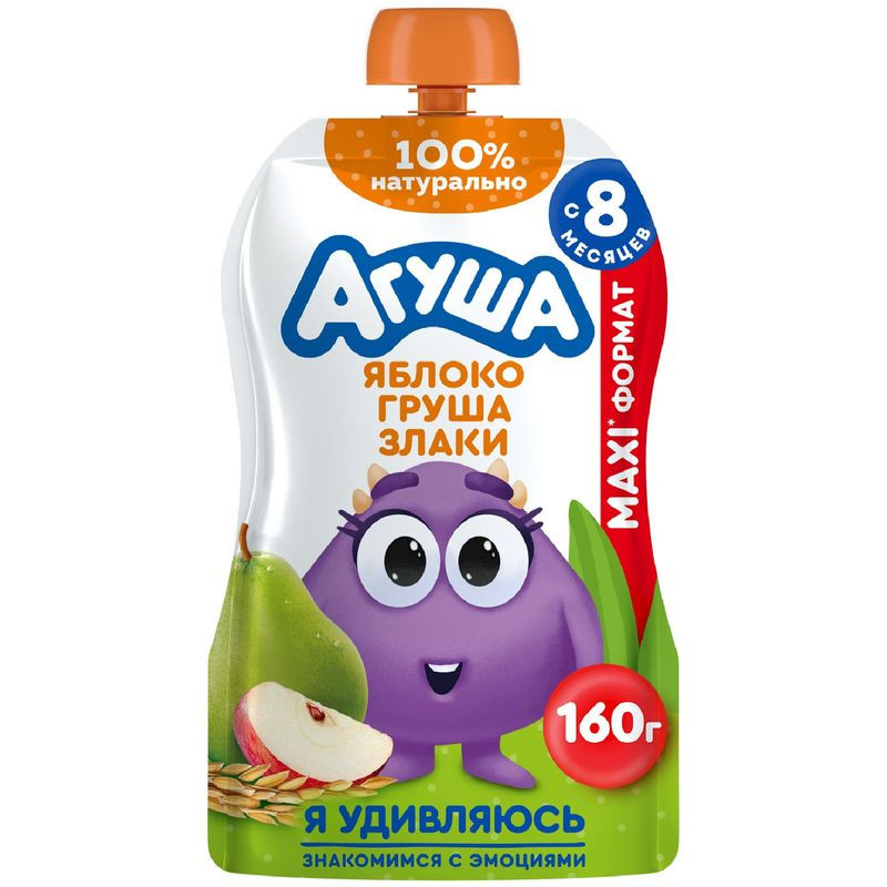 Изображение товара Пюре фруктовое Агуша яблоко груша злаки 160г с 8 месяцев