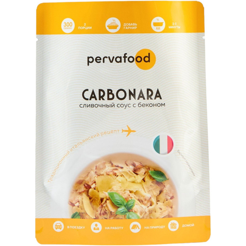 Изображение товара Соус Pervafood Карбонара сливочный итальянский с беконом, 300мл