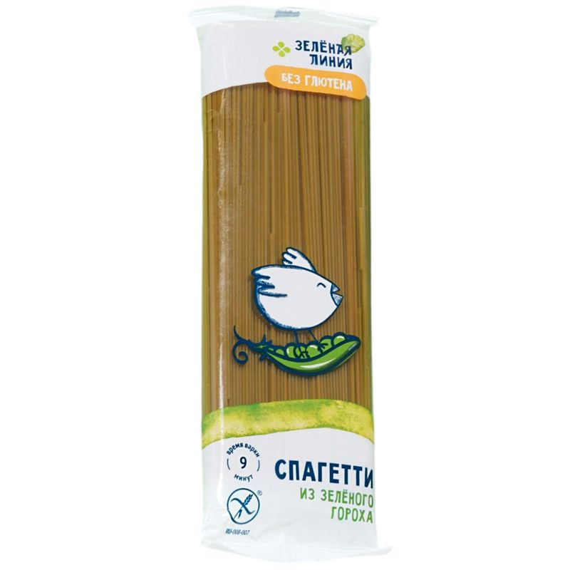 Изображение товара Спагетти №3 без глютена из зелёного гороха 300г Зелёная Линия