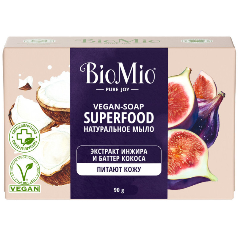 Изображение товара Мыло Biomio Bio-Soap Superfood С экстрактом Инжира и баттером Кокоса, 90г
