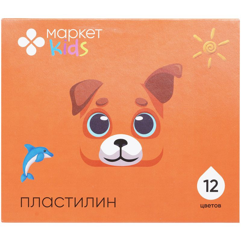 Изображение товара Пластилин Классический Маркет Kids 12 цветов для лепки и творчества