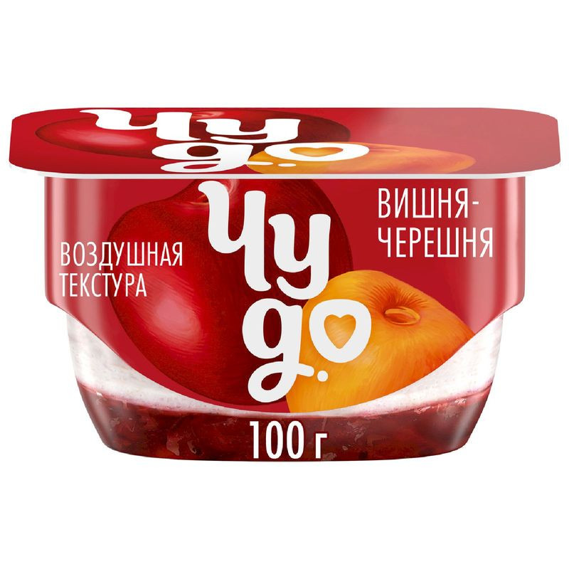 Изображение товара Творожок двухслойный Чудо Вишня-черешня 4% 100г натуральный десерт