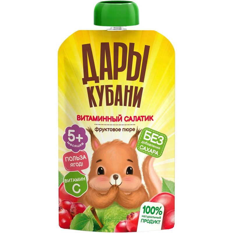 Изображение товара Пюре Дары Кубани Витаминный салатик из яблок 90г для детей с 5 месяцев