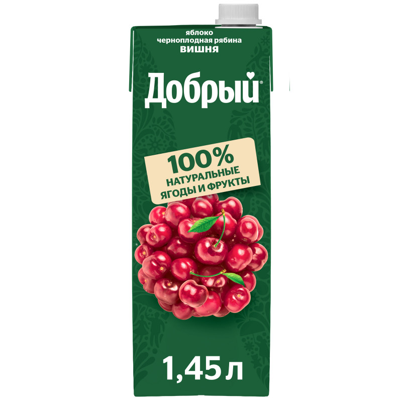 Изображение товара Нектар Добрый яблоко-черноплодная рябина-вишня, 1.45л