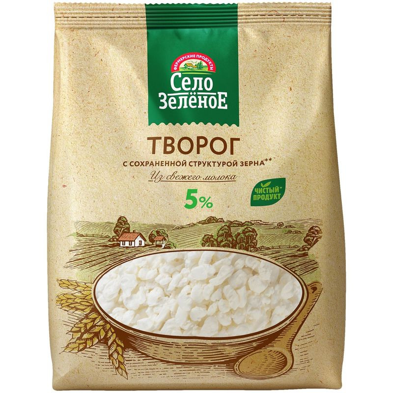 Изображение товара Творог Село Зелёное 5% 500 г натуральный рассыпчатый продукт Россия