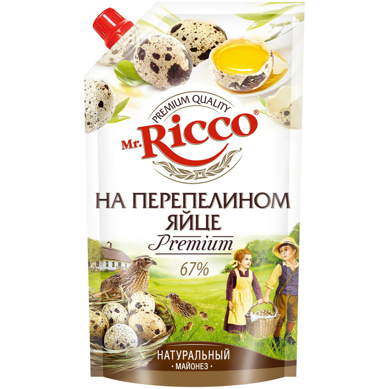 Изображение товара Майонез Mr. Ricco на перепелином яйце 67%, 375мл