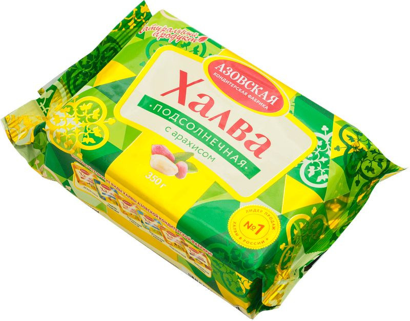 Изображение товара Халва Азовская КФ подсолнечная с арахисом 350 г - натуральный вкус восточной сладости