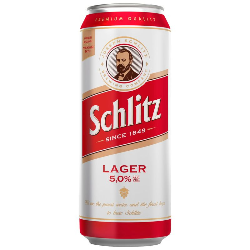 Изображение товара Пиво Schlitz Премиум Хеллес светлое пастеризованное 430 мл