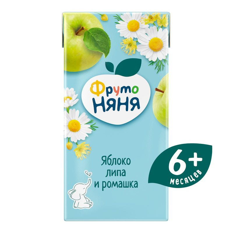Изображение товара ФрутоНяня сокосодержащий яблоко-липа-ромашка без сахара 200 мл