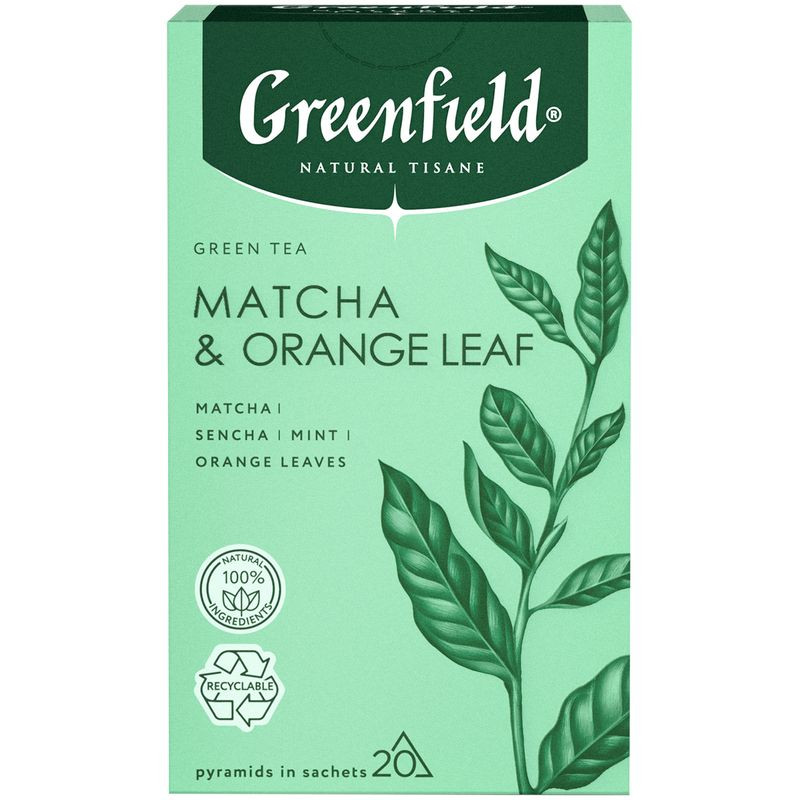 Изображение товара Зеленый чай Greenfield Matcha&Orange Leaf 20х1.8г натуральный чай с апельсином мятой