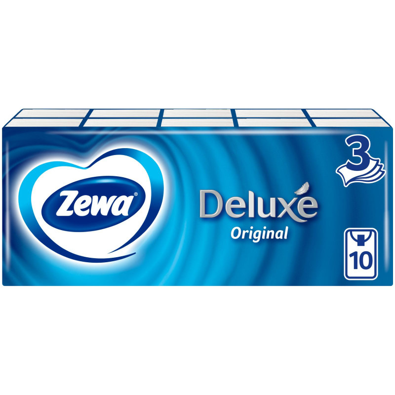 Изображение товара Платки носовые бумажные Zewa Deluxe, 10x10шт