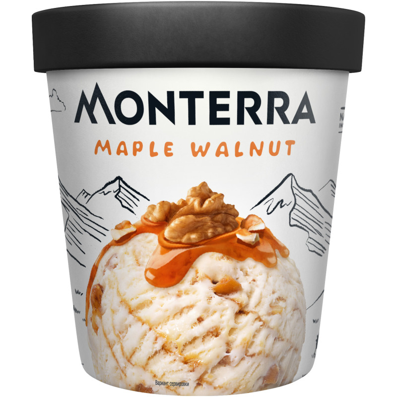 Изображение товара Мороженое пломбир Monterra с кленовым сиропом и грецкими орехами, 298г