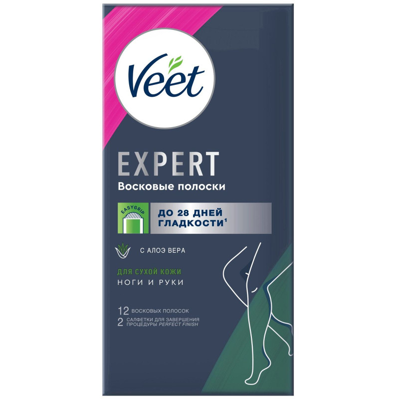 Изображение товара Полоски Veet Expert восковые для сухой кожи, 12шт