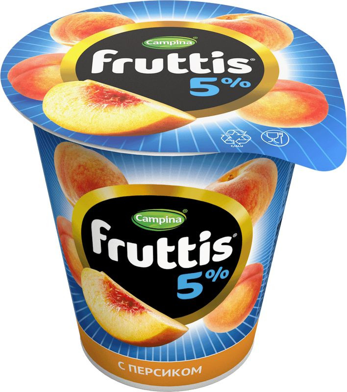Изображение товара Йогуртный продукт с персиком Fruttis сливочное лакомство 5% 290г