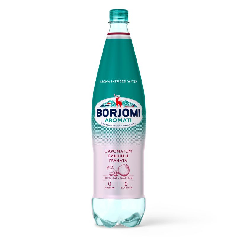 Изображение товара Газированный напиток Borjomi Aromati Вишня-гранат 1л натуральный без калорий
