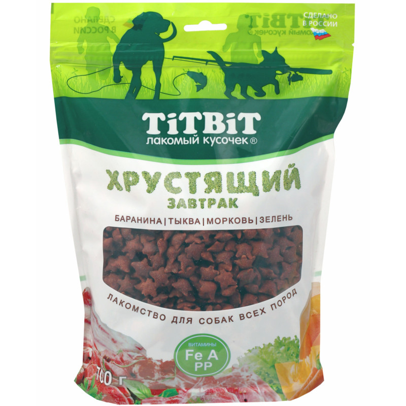Изображение товара Лакомство TitBit завтрак хрустящий с бараниной для собак, 700г