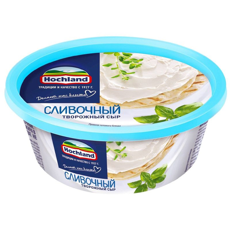 Изображение товара Сыр творожный Hochland сливочный 60% 140г - мягкий плавленый продукт для завтраков