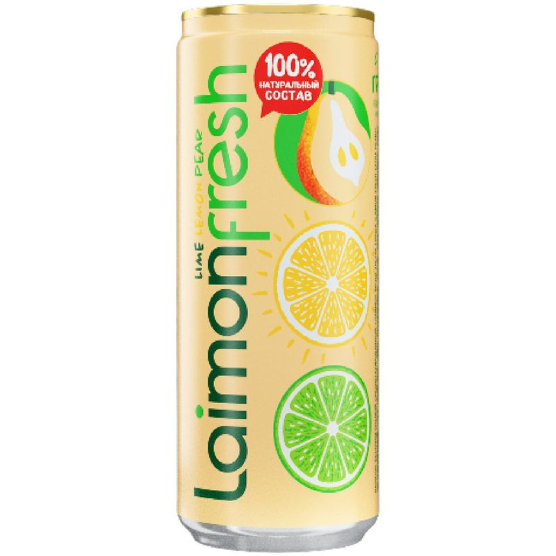 Изображение товара Газированный напиток Laimon Fresh Extra Pear 330мл с грушевым и цитрусовым вкусом