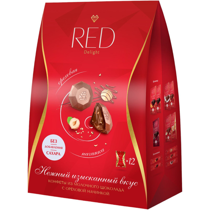 Изображение товара Конфеты Red Delight с ореховой начинкой и пониженной калорийностью 132г
