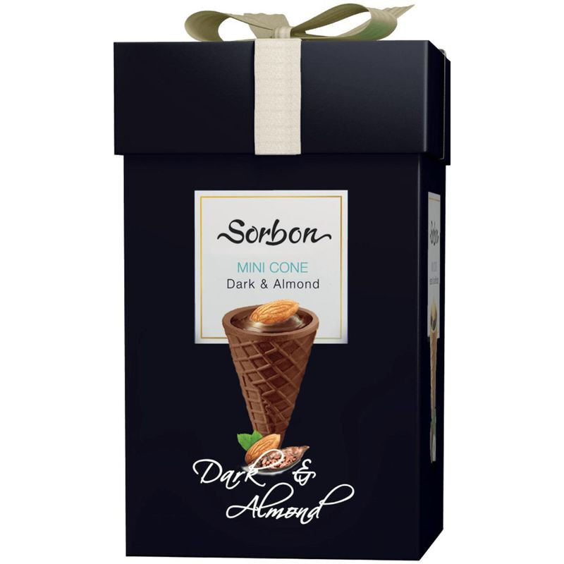 Изображение товара Мини-рожок Sorbon хрустящий с какаосодержащей начинкой миндаль и воздушные зерна 200г